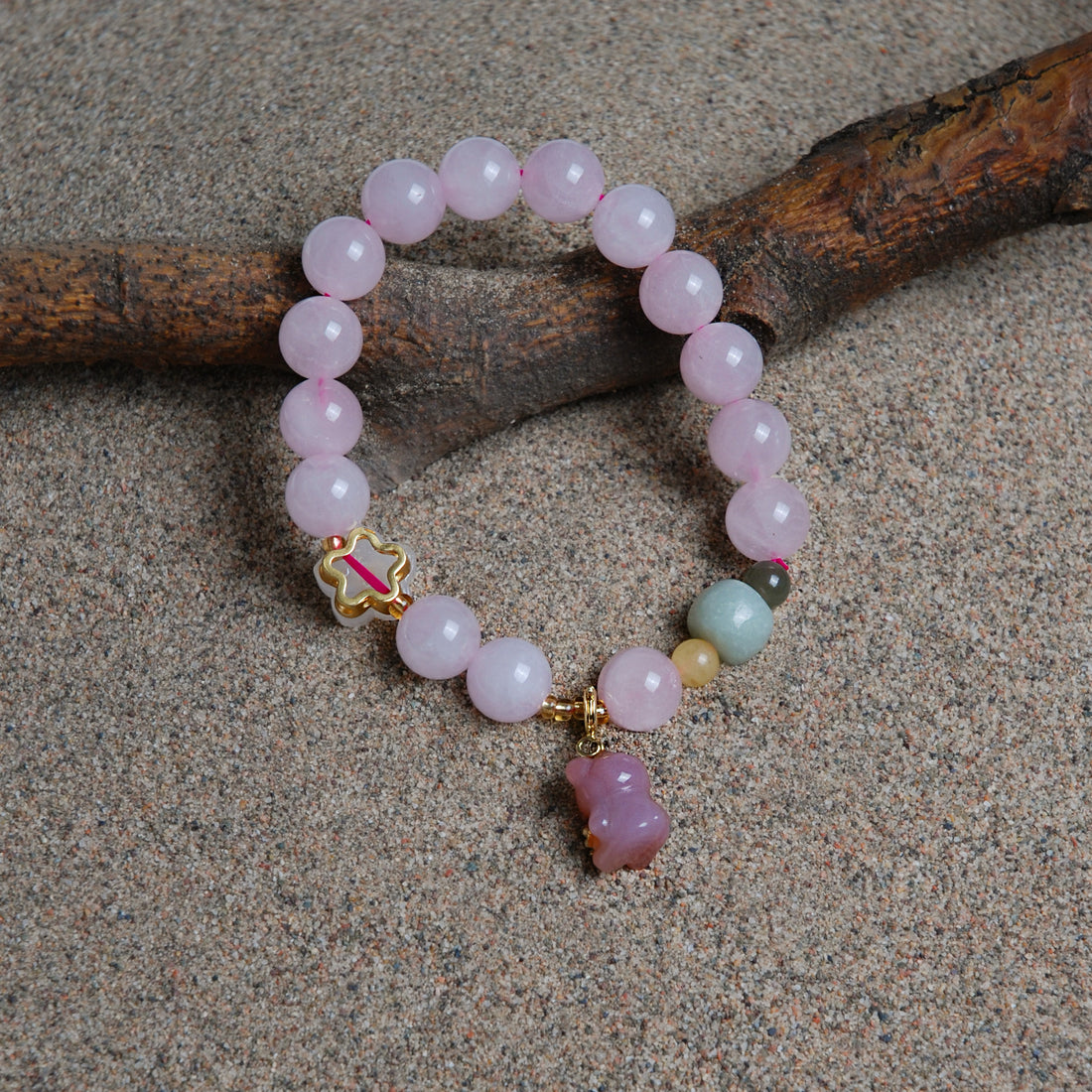 Rose Quartz Bear Bracelet
