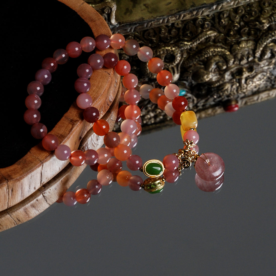 Double circle agate bracelet