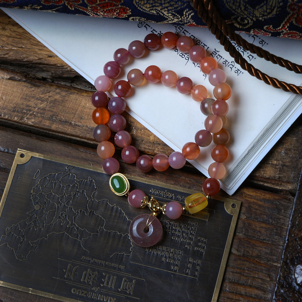 Double circle agate bracelet