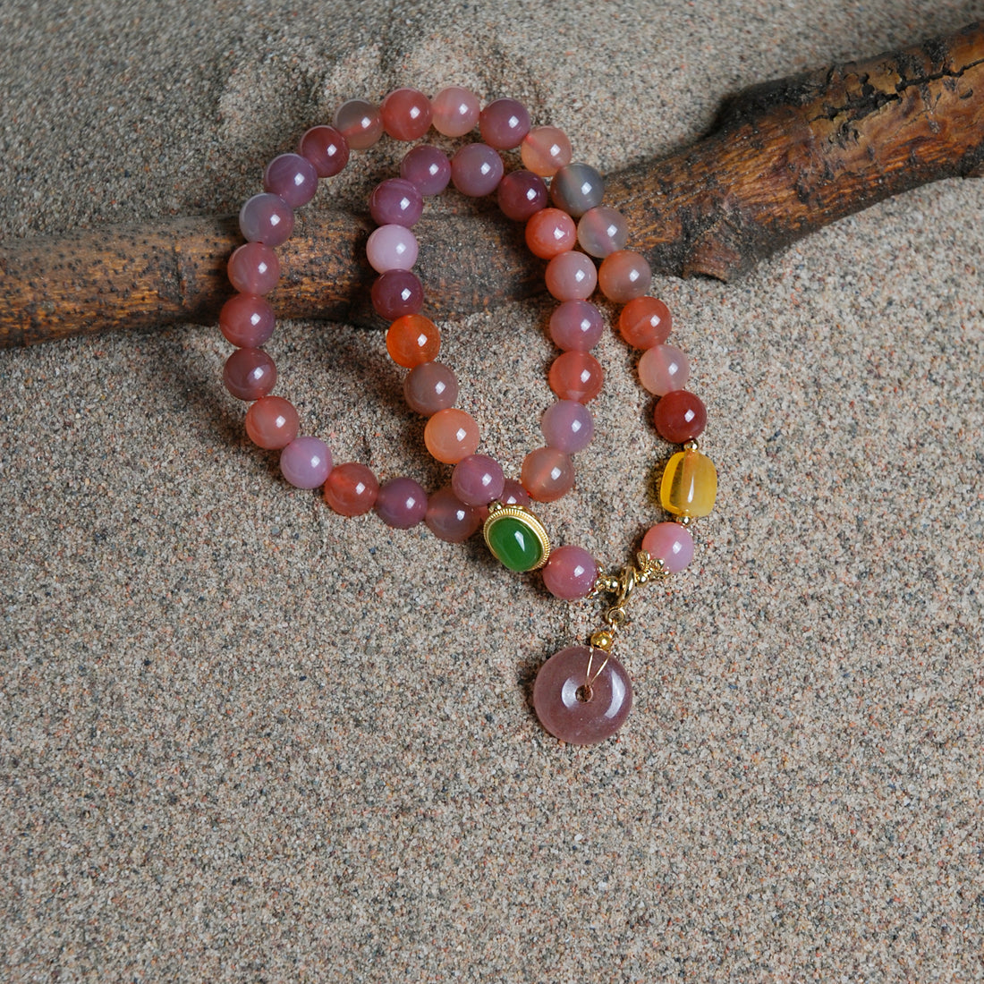 Double circle agate bracelet