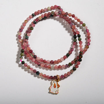 Three Circles Rabbit Charm Tourmaline Bracelet