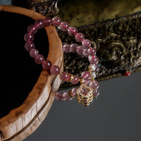 Strawberry Quartz four-leaf clover bracelet
