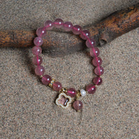 Strawberry Quartz four-leaf clover bracelet