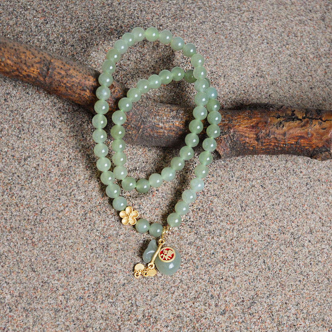 Double Circle Lucky Bag Hetian Jade Bracelet
