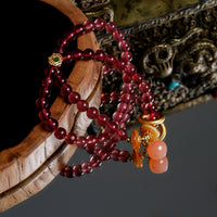 Double Circle Strawberry Quartz Bracelet