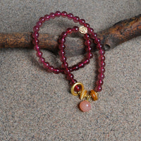 Double Circle Strawberry Quartz Bracelet