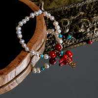 Pearl & Cinnabar Gourd Bracelet