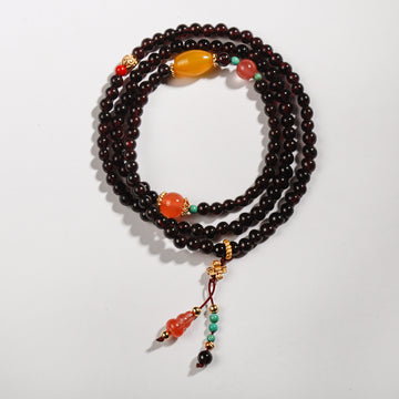 Three-circle garnet gourd pendant bracelet