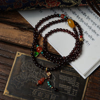 Three-circle garnet gourd pendant bracelet