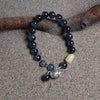 Black Rutilated Quartz & Silver Lock Bracelet
