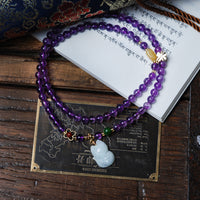 Three circles of amethyst and jade fox bracelet