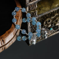 Aquamarine silver bead money more bracelet
