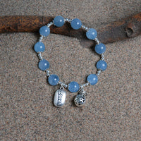 Aquamarine silver bead money more bracelet