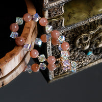 Sunstone crystal spliced four-leaf flower bracelet