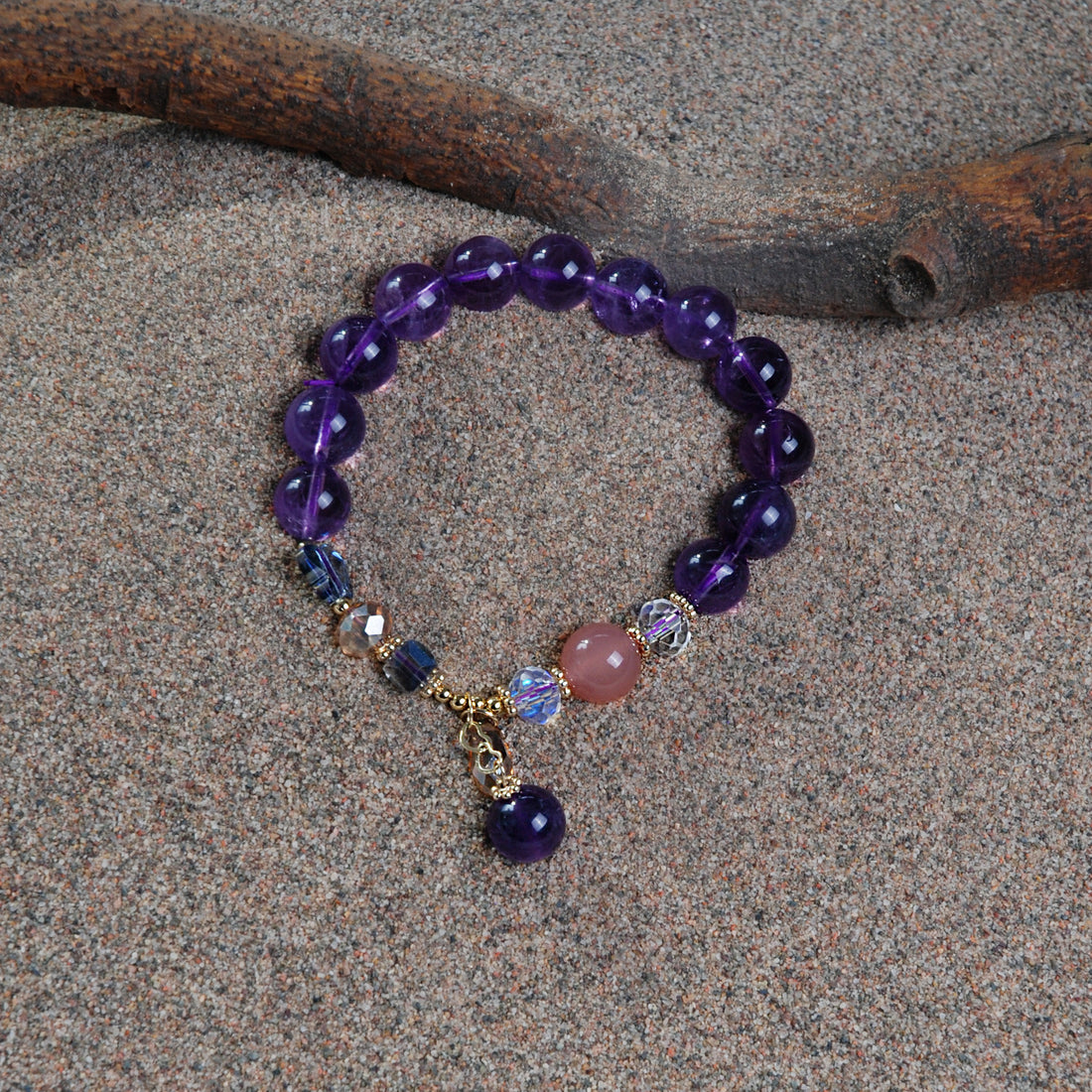 Amethyst cut crystal handle bracelet