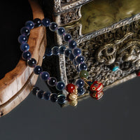 Sugar Heart Agate With Gold Swallowing Beast Bracelet