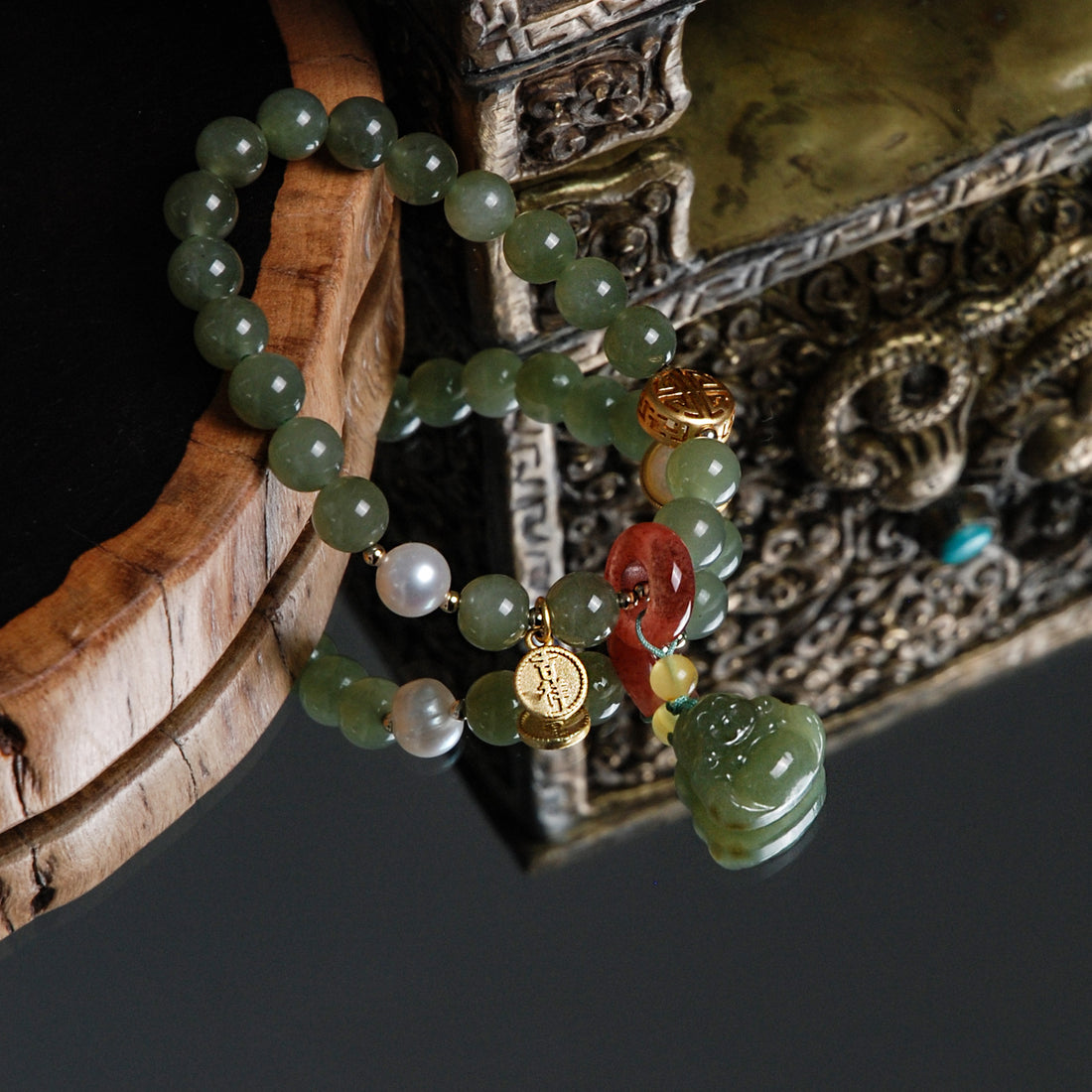 Hetian jade  Buddha bracelet