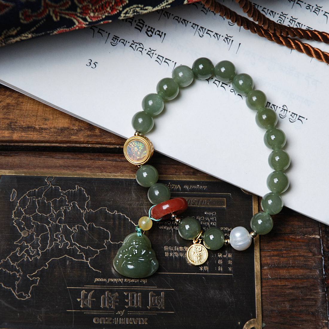 Hetian jade  Buddha bracelet