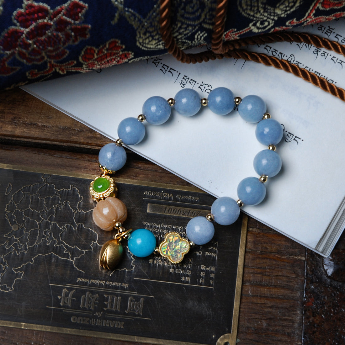 Aquamarine pumpkin bracelet