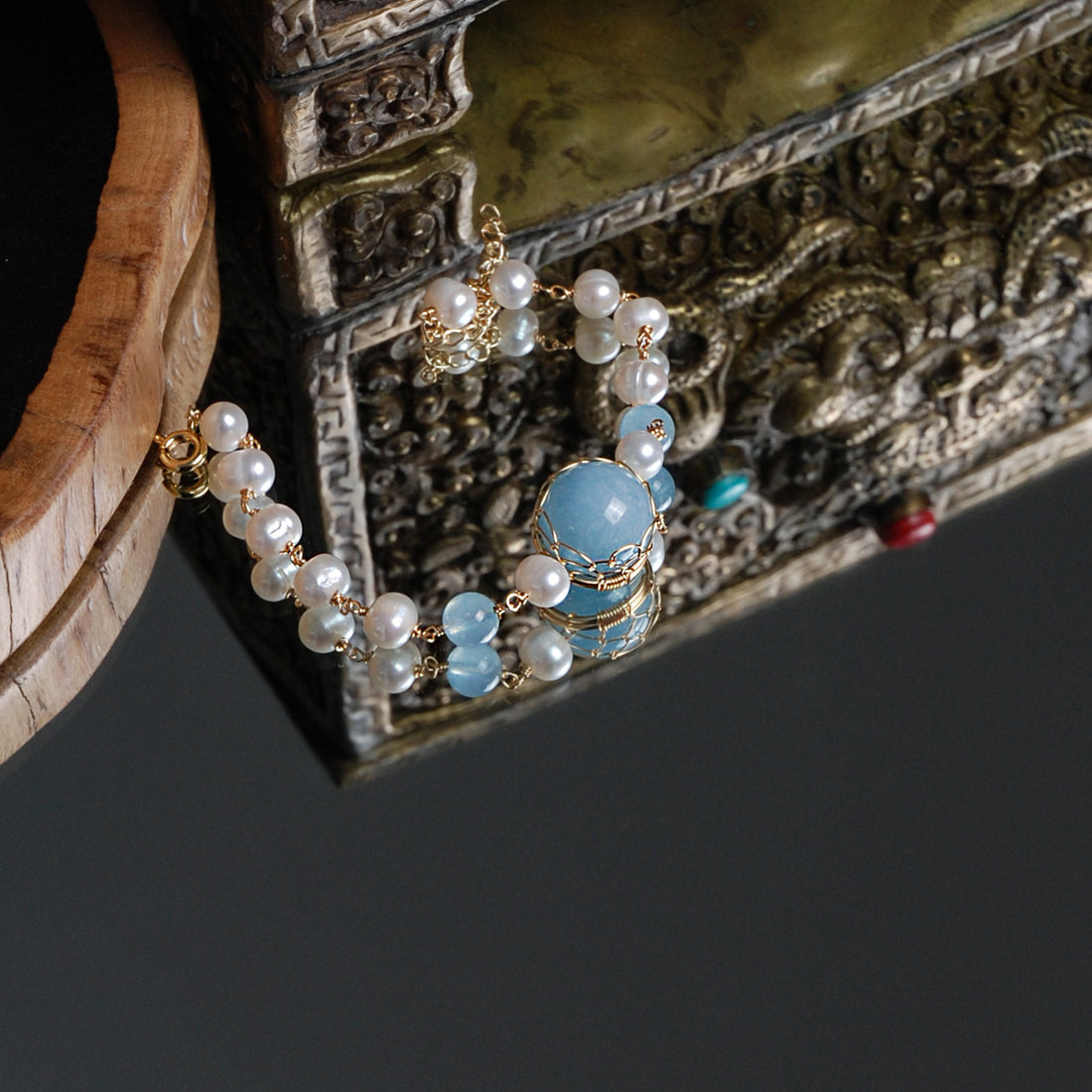 Aquamarine Pearl Bracelet