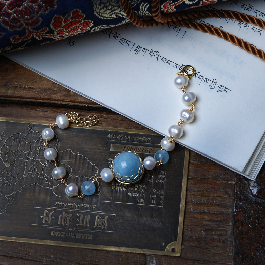 Aquamarine Pearl Bracelet