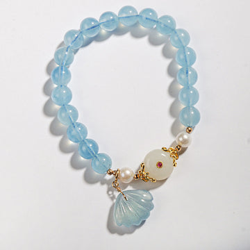 Aquamarine Shell  Bracelet