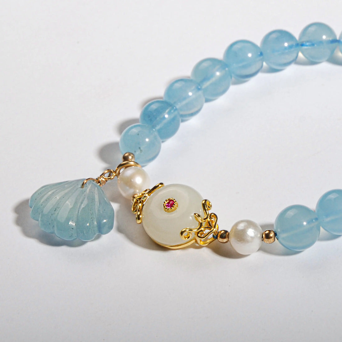 Aquamarine Shell  Bracelet