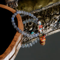 Gray  Moonstone pearl spliced gold-swallowing beast pendant bracelet