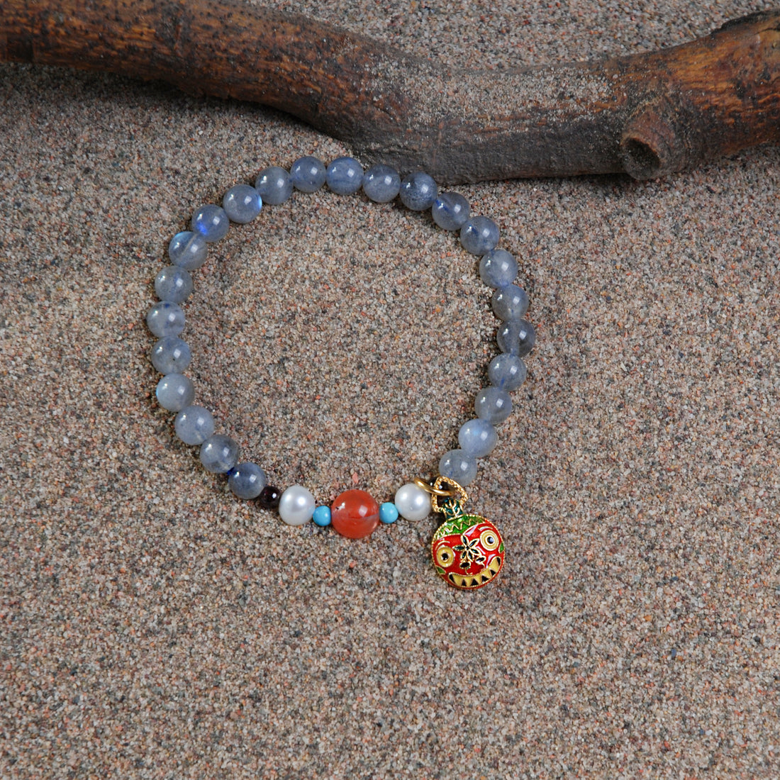 Gray  Moonstone pearl spliced gold-swallowing beast pendant bracelet