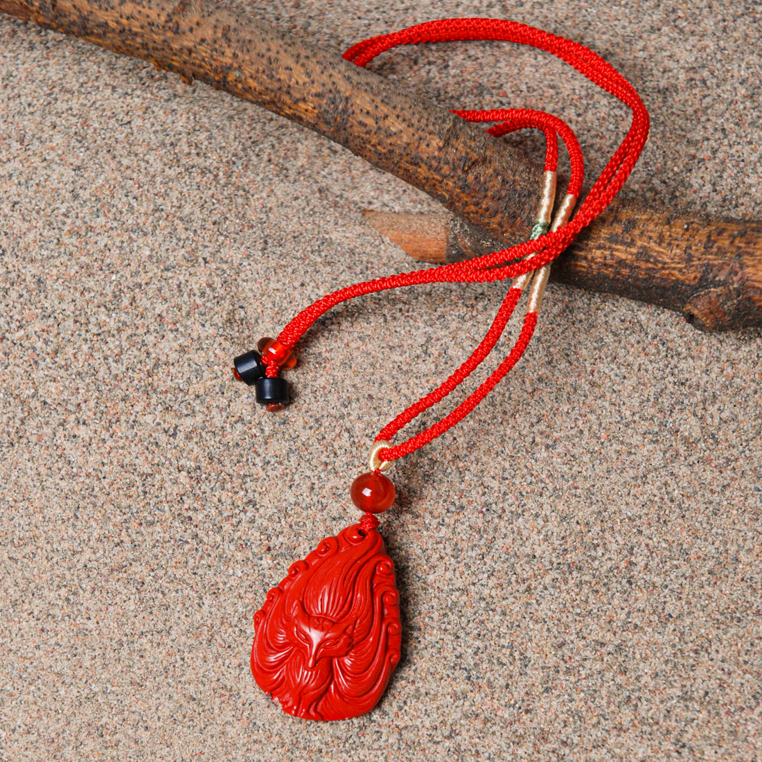 Cinnabar Nine Tailed Fox Necklace