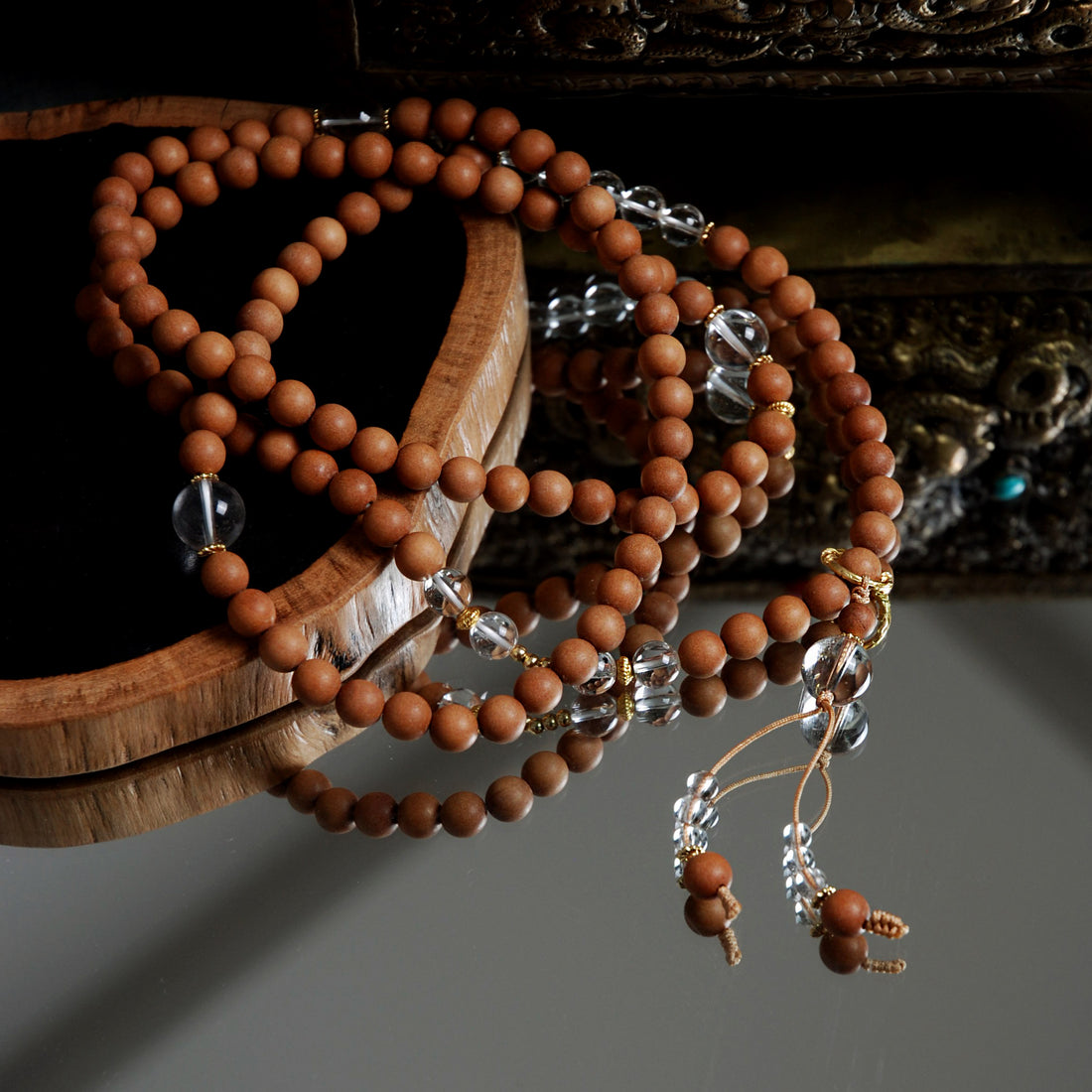 White Sandalwood Clear Quartz Necklace