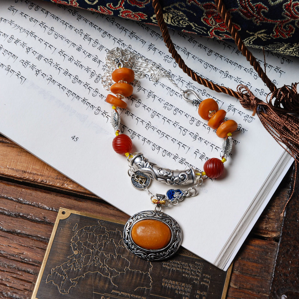 Old Amber&old Silver Necklace