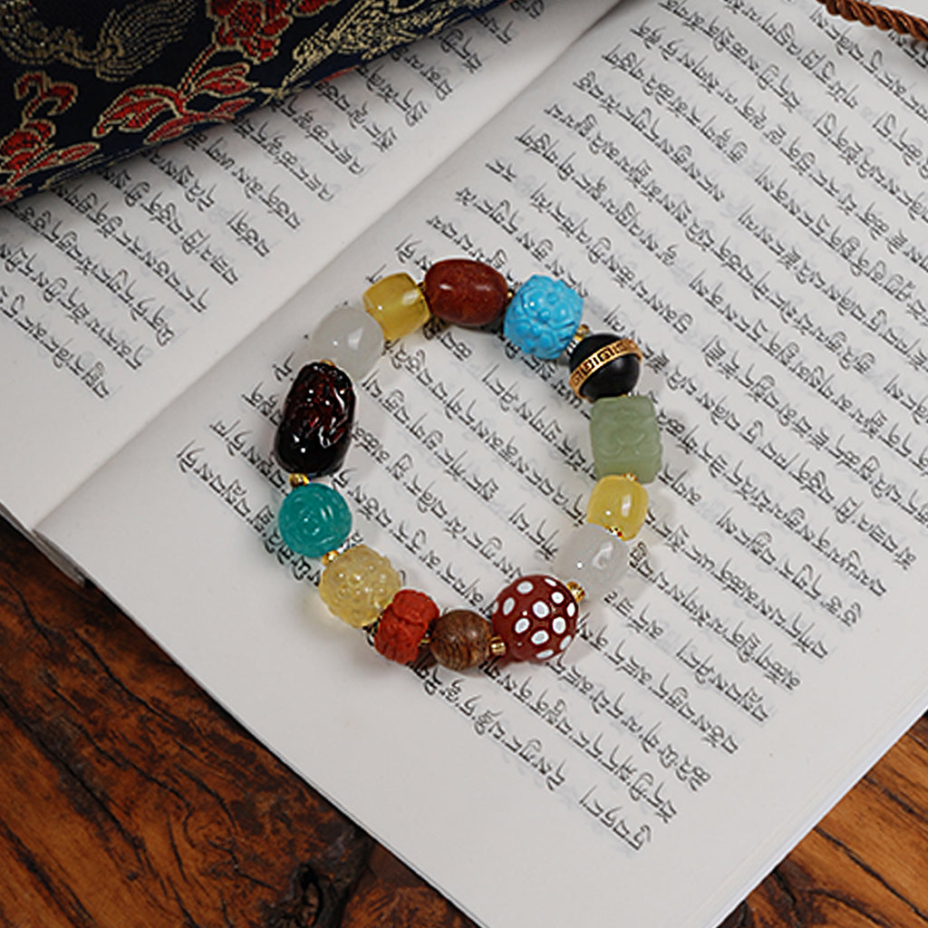 Succinum Amber Pixiu Multi Treasure Bracelet
