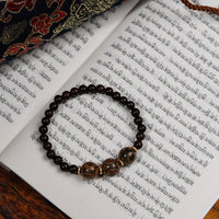 Red Sandalwood Three  Eyes Dzi Bead Bracelet