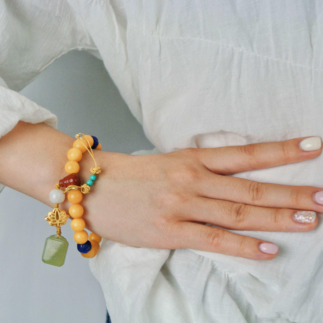 Jadeite Amber Bracelet