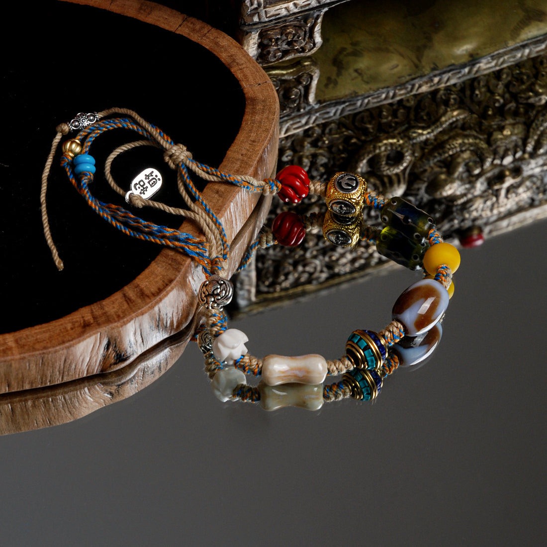 Agate Dzi Bead Bracelet