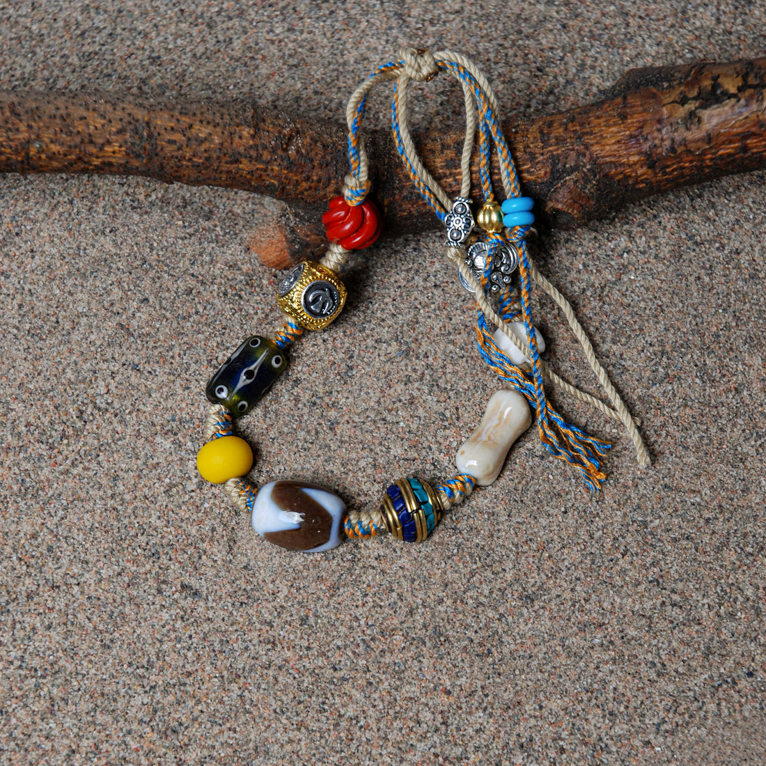 Agate Dzi Bead Bracelet