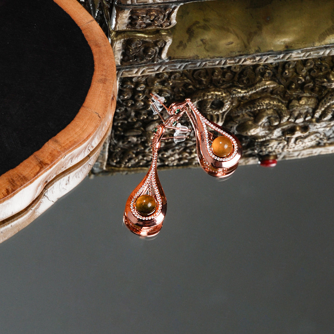 Blue Amber earhooks