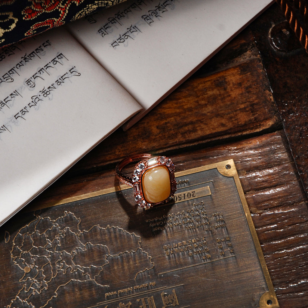 Amber Square Ring