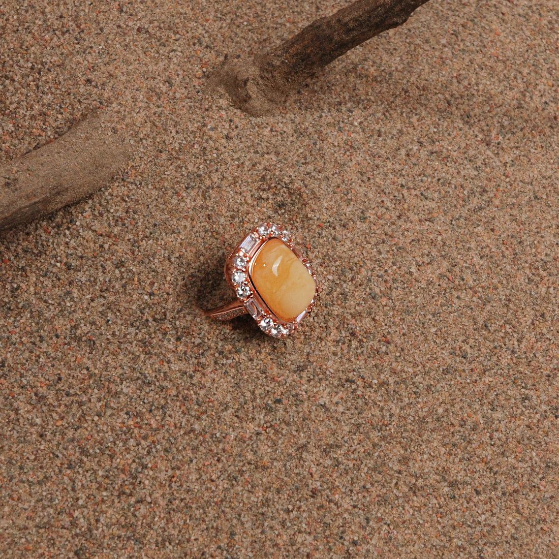 Amber Square Ring