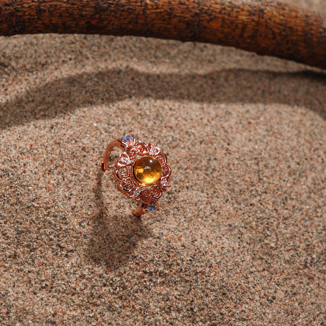 Blue Amber  Ring