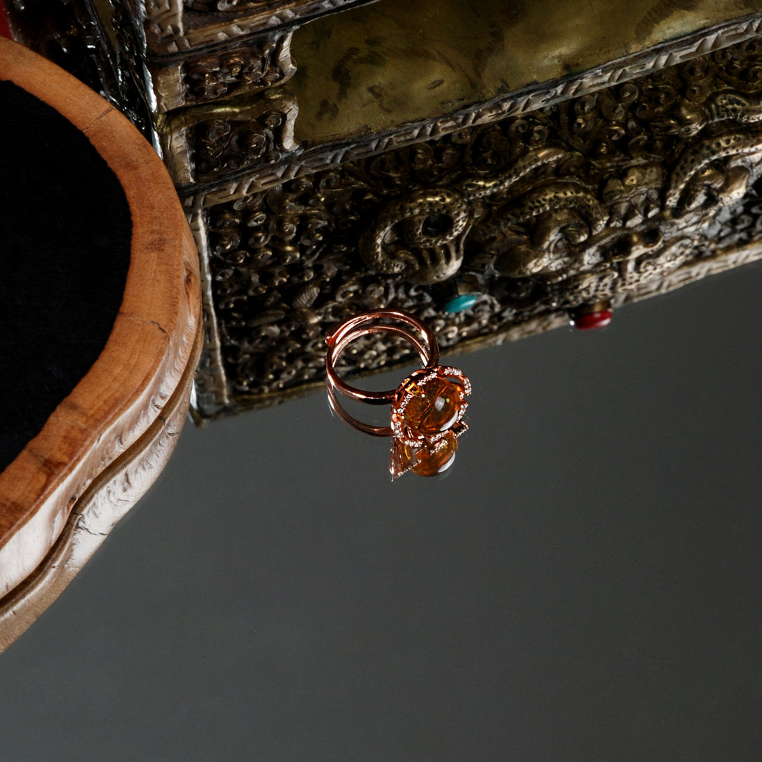 Blue Amber Ring