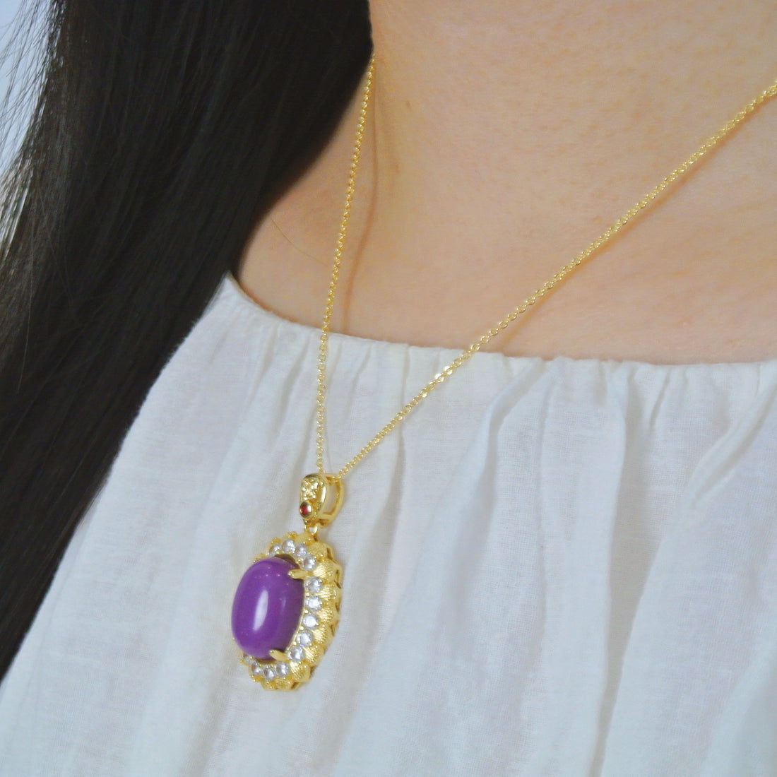 Purple Mica Full Diamond Pendant