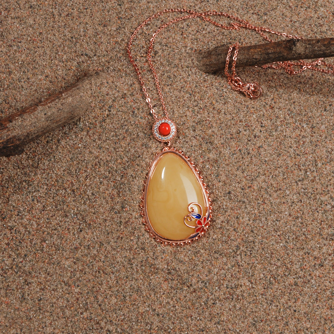 Amber SouthRed Agate Pendant