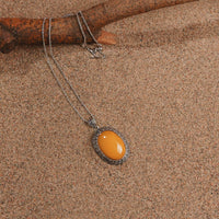 Old Amber Retro Silver Pendant