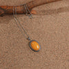Old Amber Retro Silver Pendant