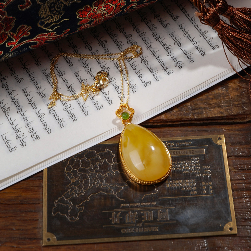 Amber jasper drop pendant