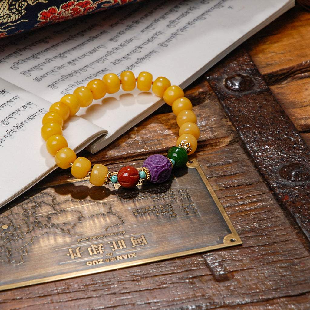 Old Amber Purple Mica Jasper Bracelet