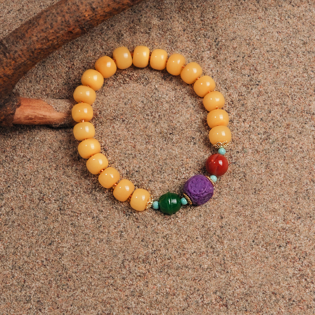 Old Amber Purple Mica Jasper Bracelet