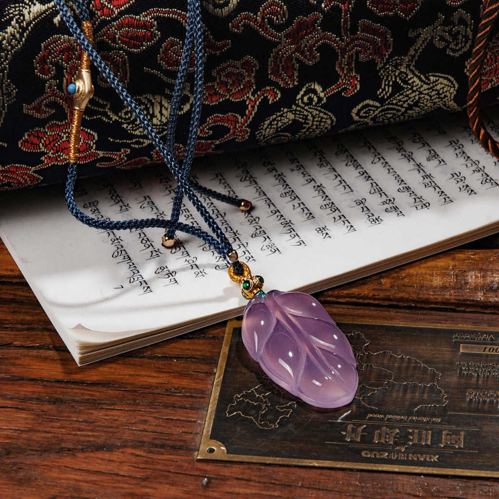Pink Chalcedony Leaf Necklace